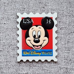 Vintage Mickey Mouse Walt Disney World Postage Stamp Magnet Fridge Decor VTG